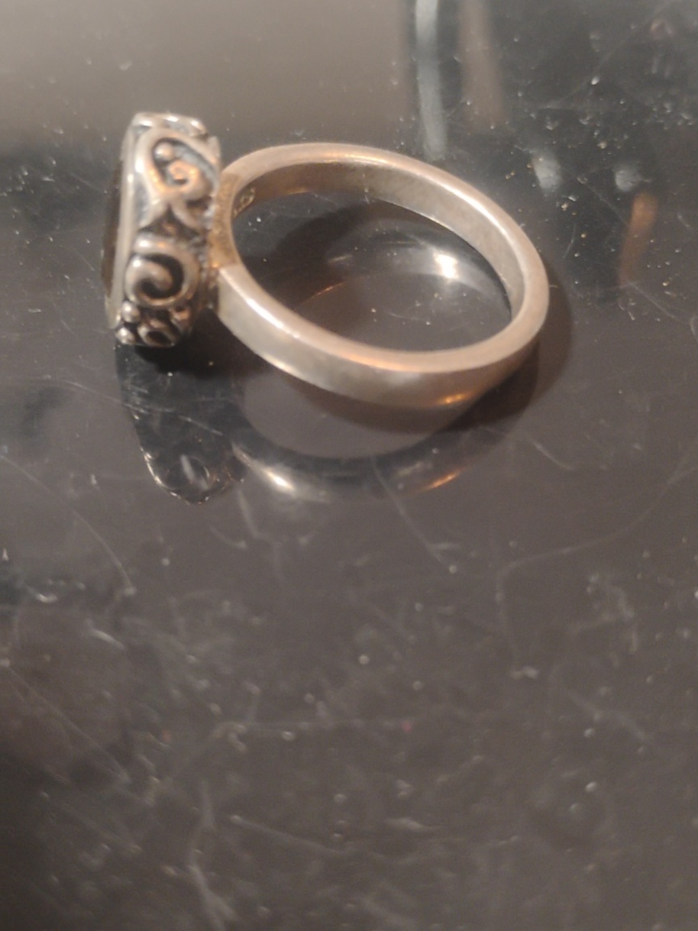 925 Sterling Stamped Brown Gemstone Ring Heavy Boho Style Size 9 - Picture 6 of 12